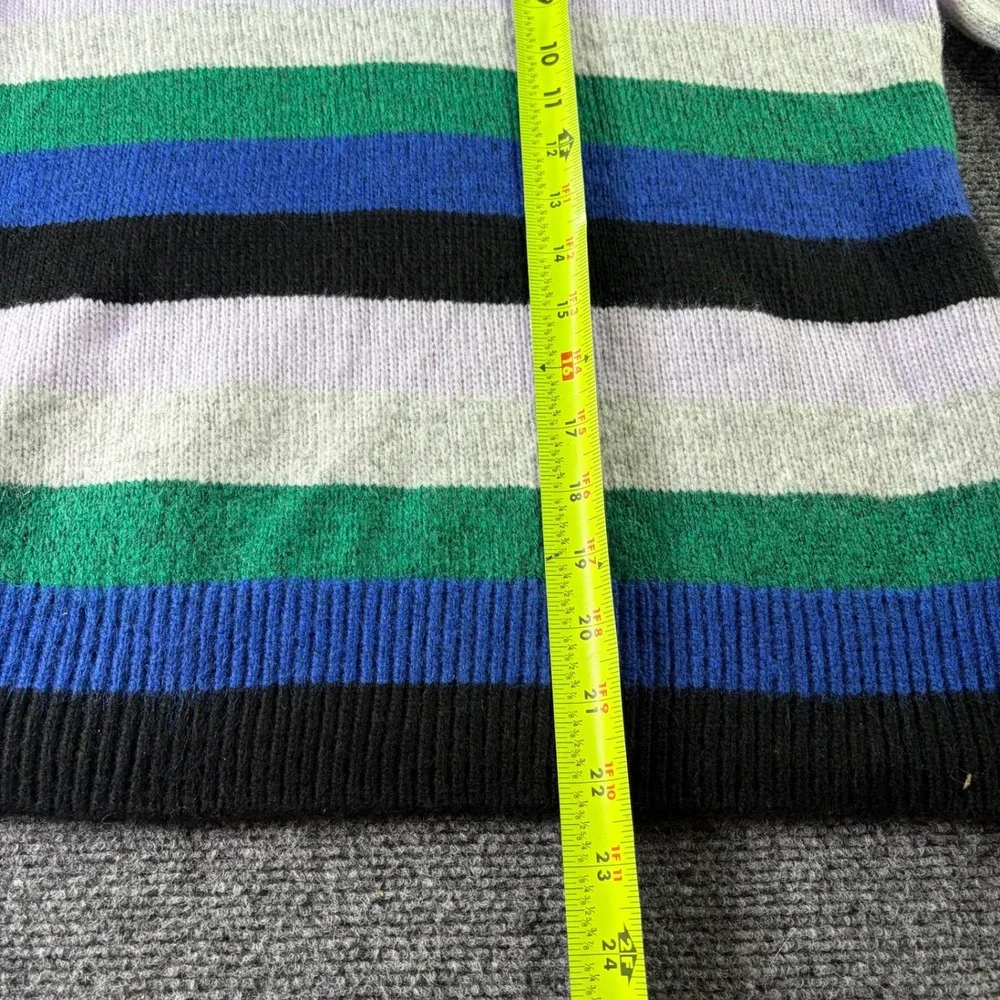 Halogen Striped Crewneck Sweater Womens Small Multicolor Back Ribbon Tie Preppy